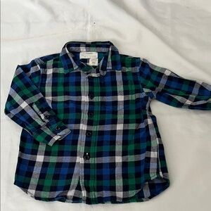 “Bundle 10/$13” Crewcuts 2T Plaid Kids Long Sleeve Shirt - Blue and Green